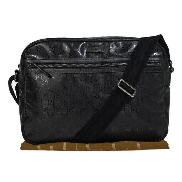 GUCCI Imprime GG Pattern Crossbody Shoulder Bag PVC Leather Black SHW 80KA183